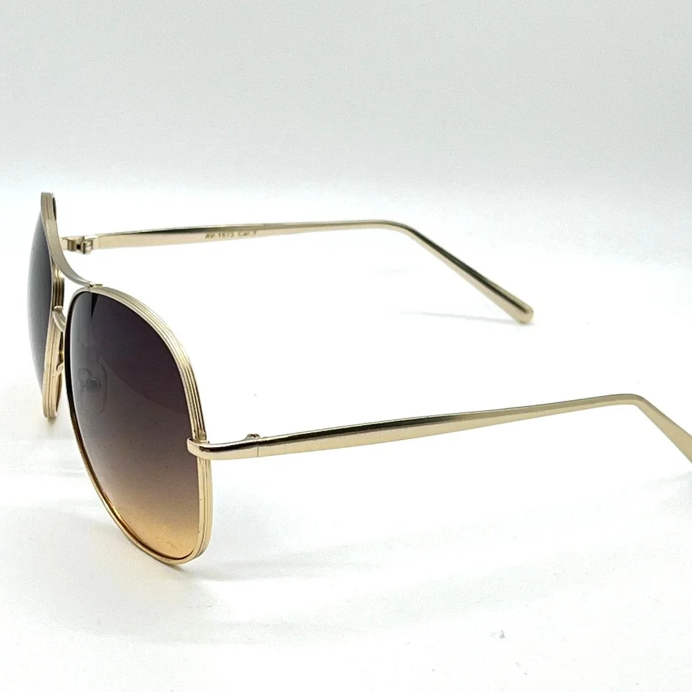 Aviator Sunglasses Gold Frame Brown Gradient Lens Fashion Trendy Shades Lentes‎